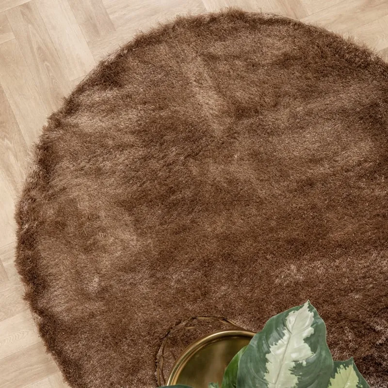 Hochflor Teppich Rund - Glorious Taupe