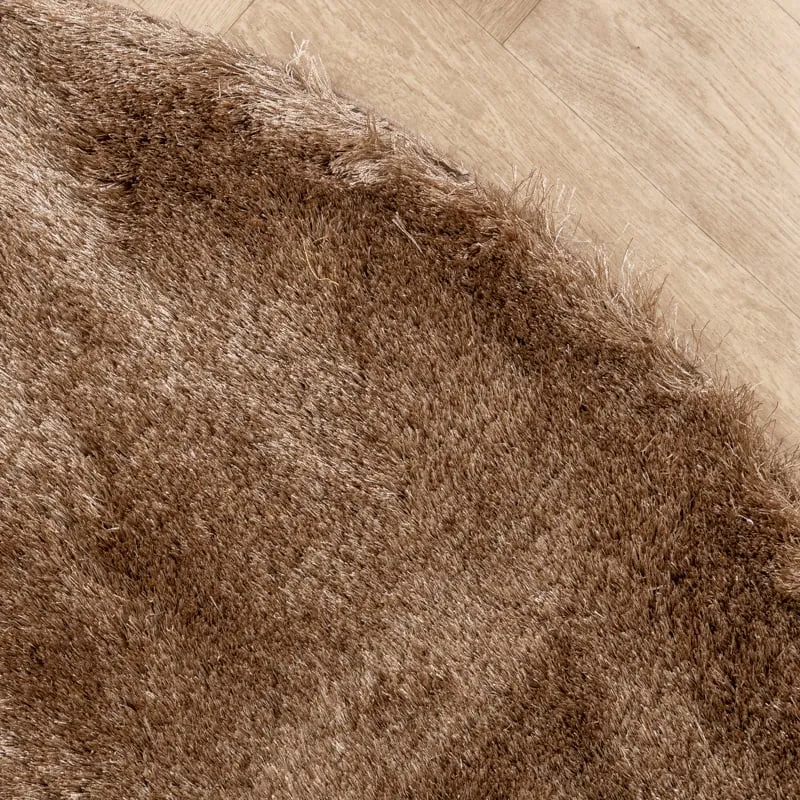 Hochflor Teppich Rund - Glorious Taupe