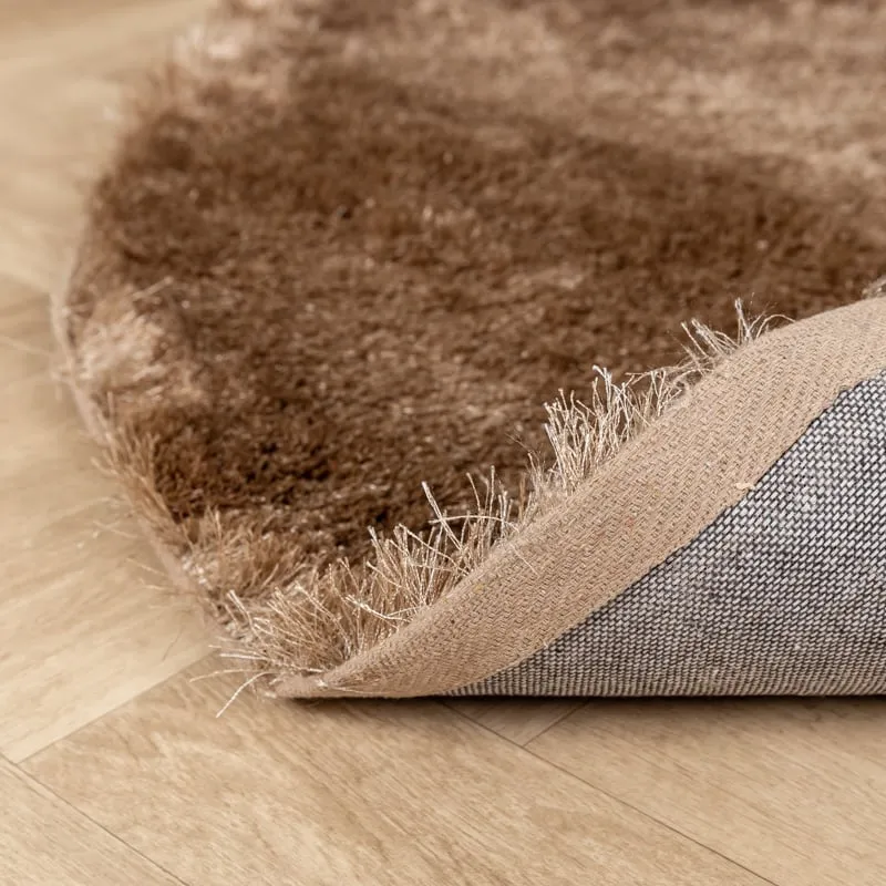 Hochflor Teppich Rund - Glorious Taupe