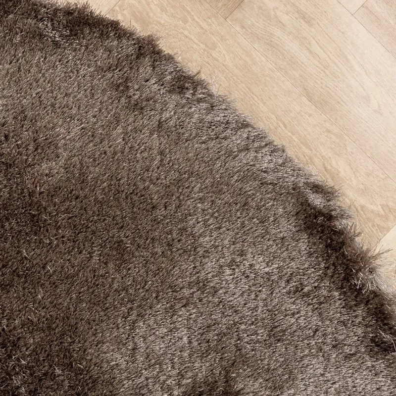 Hochflor Teppich Rund - Glorious Silber Grau