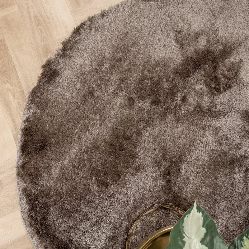 Hochflor Teppich Rund - Glorious Silber Grau