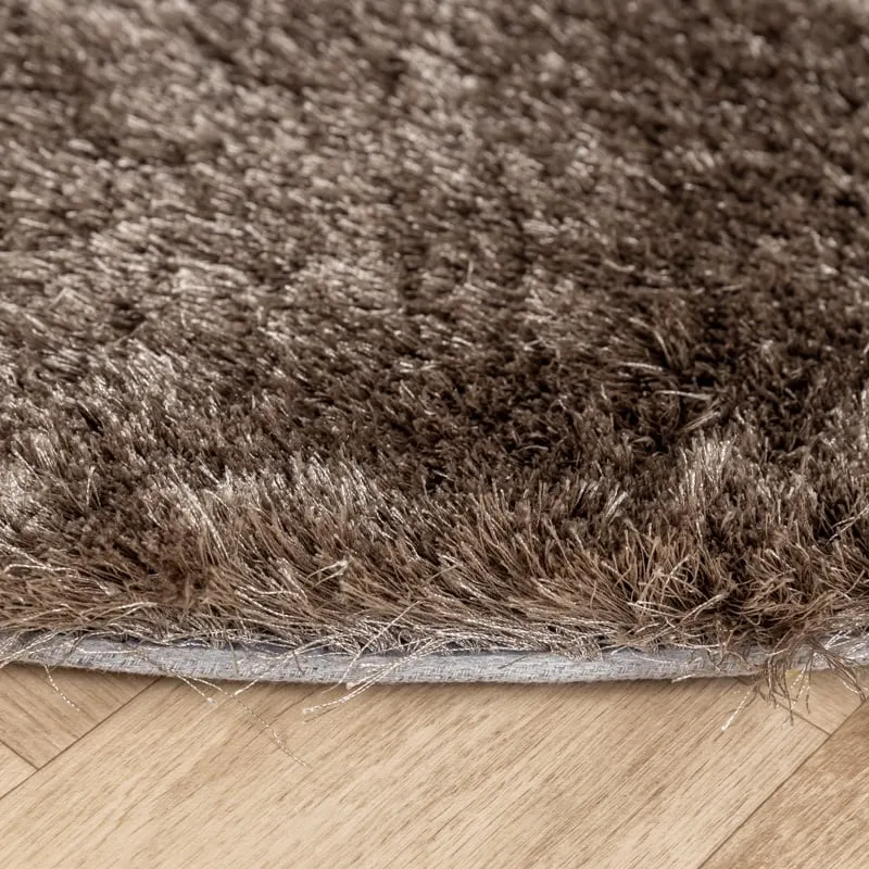 Hochflor Teppich Rund - Glorious Silber Grau