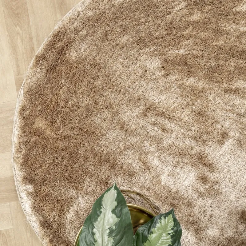 Hochflor Teppich Rund - Glorious Champagner Creme