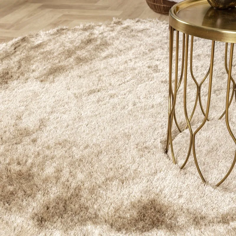 Hochflor Teppich Rund - Glorious Champagner Creme