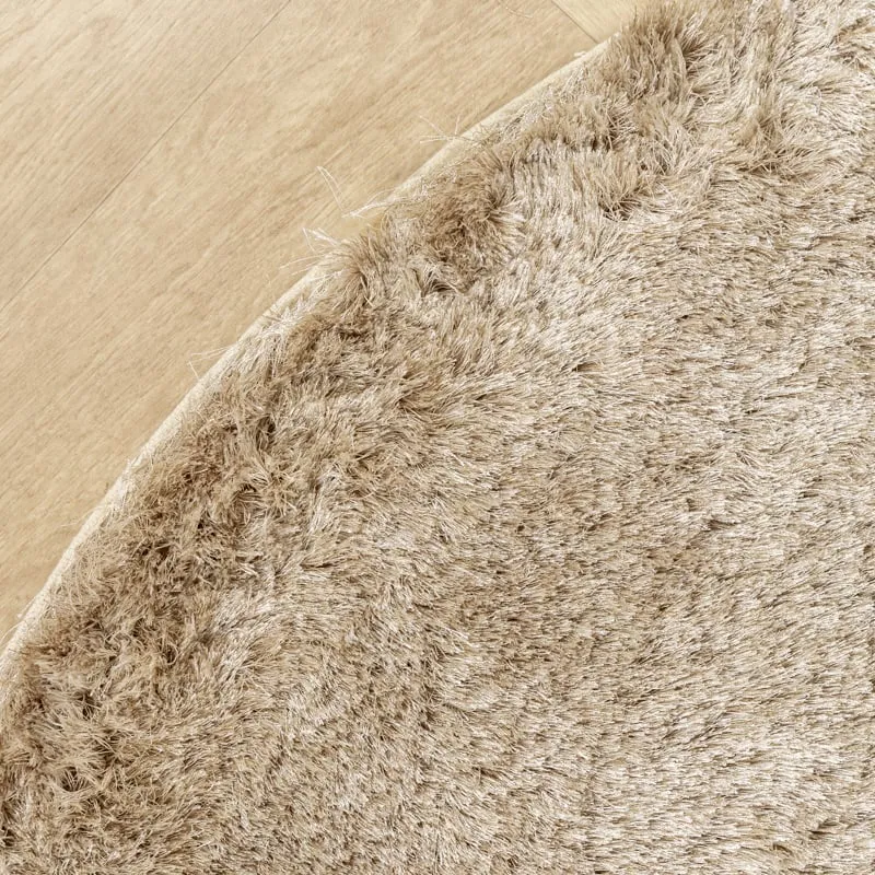 Hochflor Teppich Rund - Glorious Champagner Creme