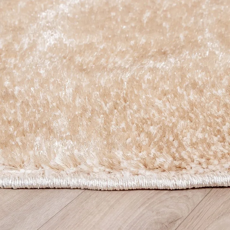 Hochflor Teppich Rund - Glazy Beige Creme