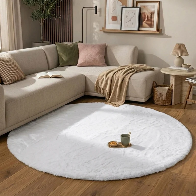 Hochflor Teppich Rund - Comfy Supreme Weiß