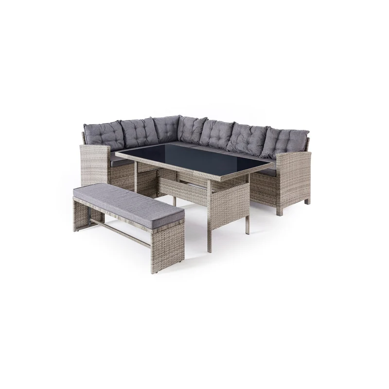 Gartenlounge Eckbank "Henry" mit grauen Sitzauflagen