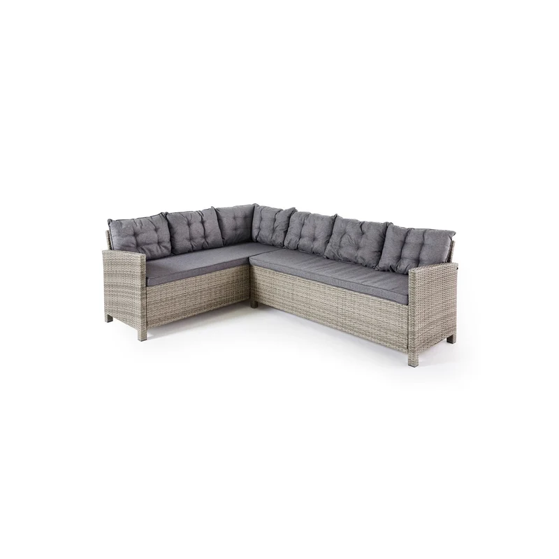 Gartenlounge Eckbank "Henry" mit grauen Sitzauflagen