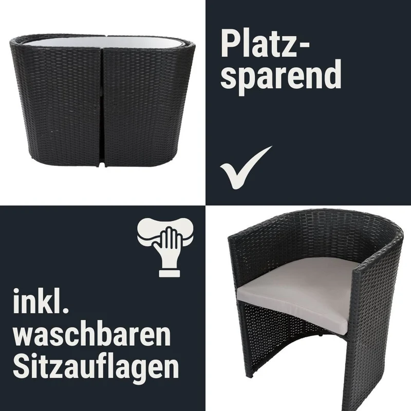 Balkon Sitzgruppe "Susi", bestehend aus 2 Sesseln und 1 Tisch