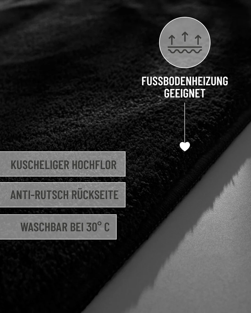 Badteppich Schwarz "Joris" WECONhome Basics