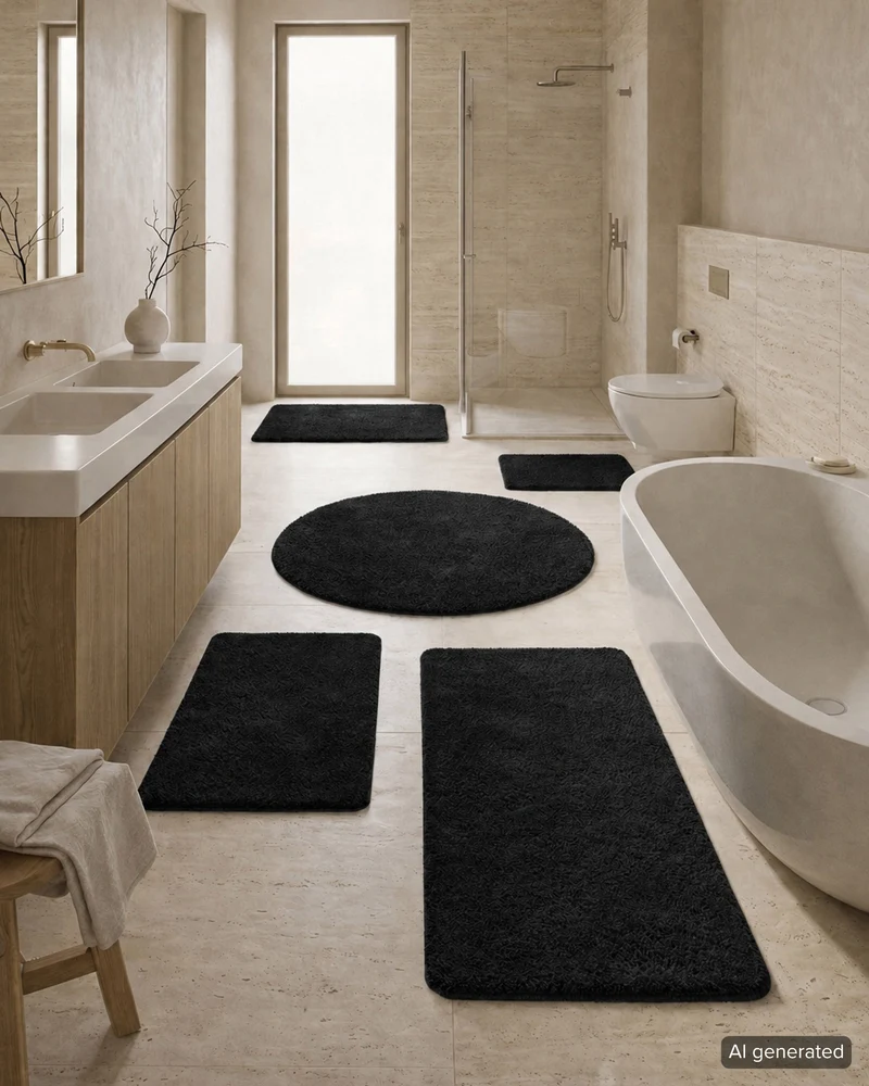 Badteppich Schwarz "Joris" WECONhome Basics