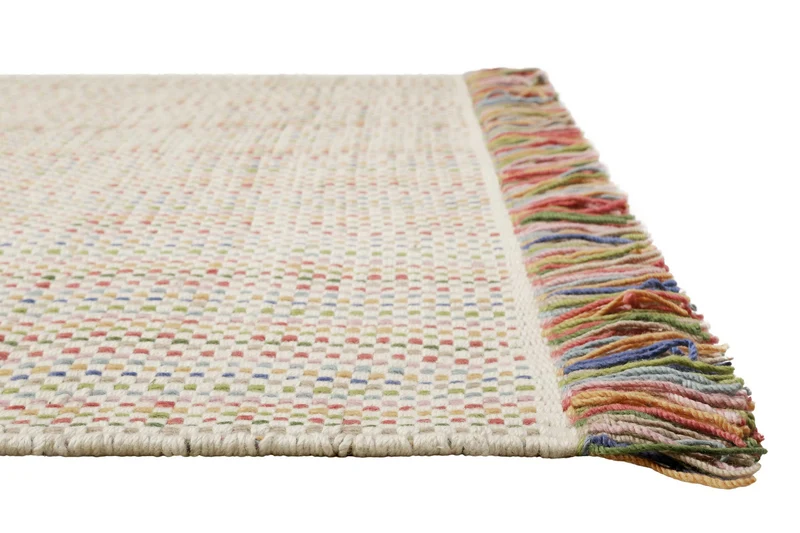 Kinderteppich aus Schurwolle Beige Bunt "Tjorven" Smart Kids