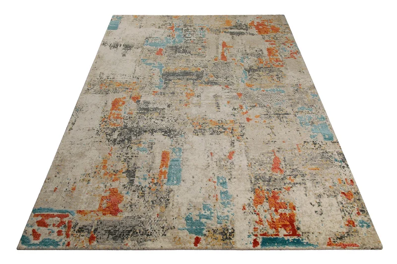 Vintage Teppich Bunt abstrakt aus Neuseelandwolle