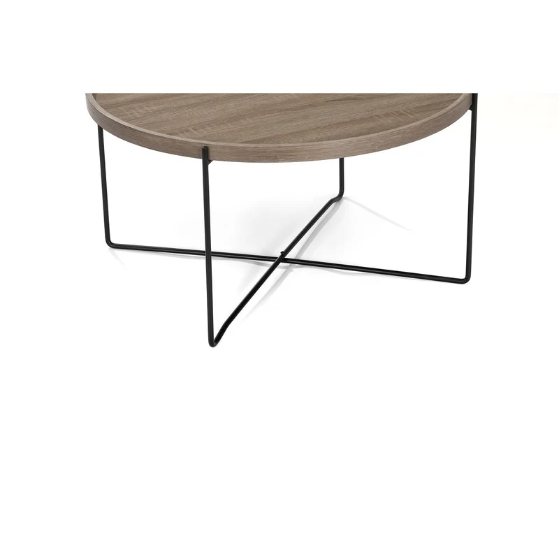 Couchtisch Alexandros 74x74x38, in moderner Eichenoptik mit Metallbeinen