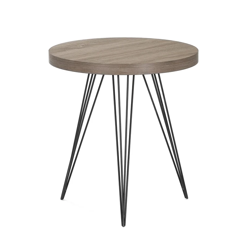 Beistelltisch Hestia, rund 55x55x60cm, in Eichenoptik mit Metallbeinen