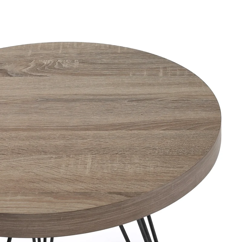 Beistelltisch Hestia, rund 55x55x60cm, in Eichenoptik mit Metallbeinen