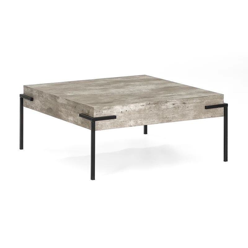 Couchtisch Herres 80x80x36cm, Betonoptik mit Metallbeinen