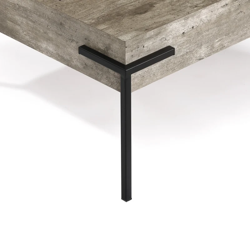 Couchtisch Herres 80x80x36cm, Betonoptik mit Metallbeinen