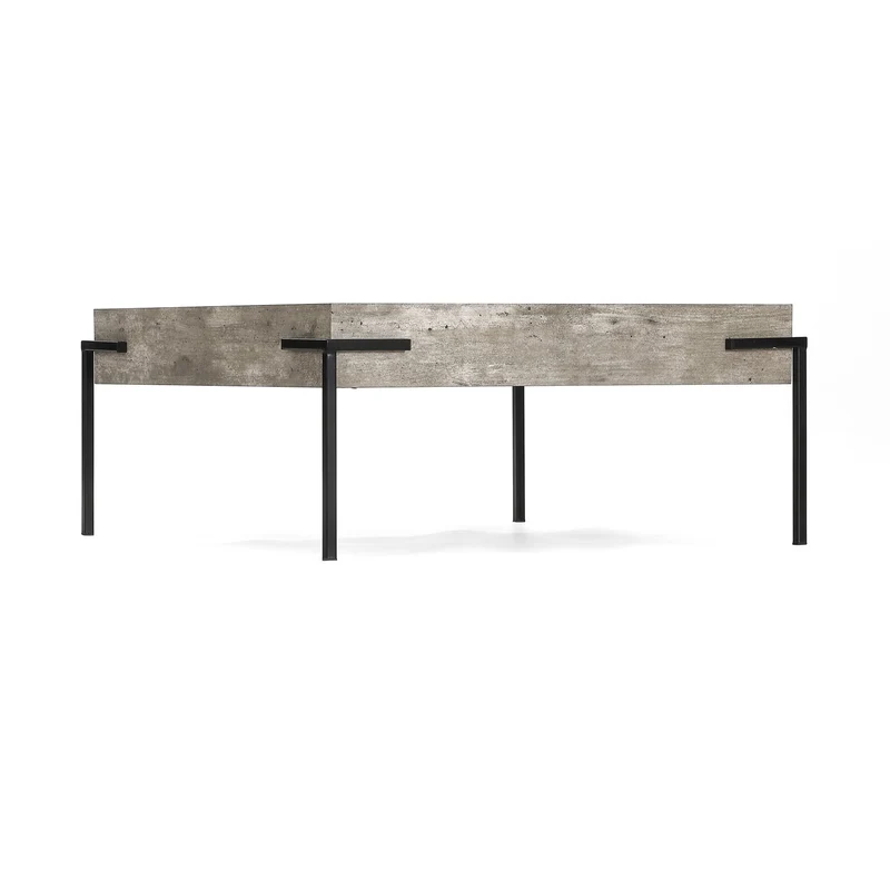 Couchtisch Herres 80x80x36cm, Betonoptik mit Metallbeinen