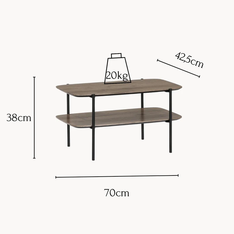 Couchtisch Alexandros 70x42x38cm, Piniendekor