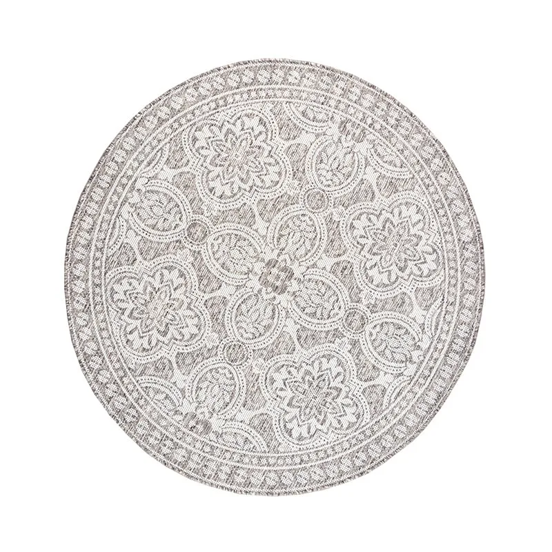 In- & Outdoor Teppich Rund - Summer Oriental Hellgrau