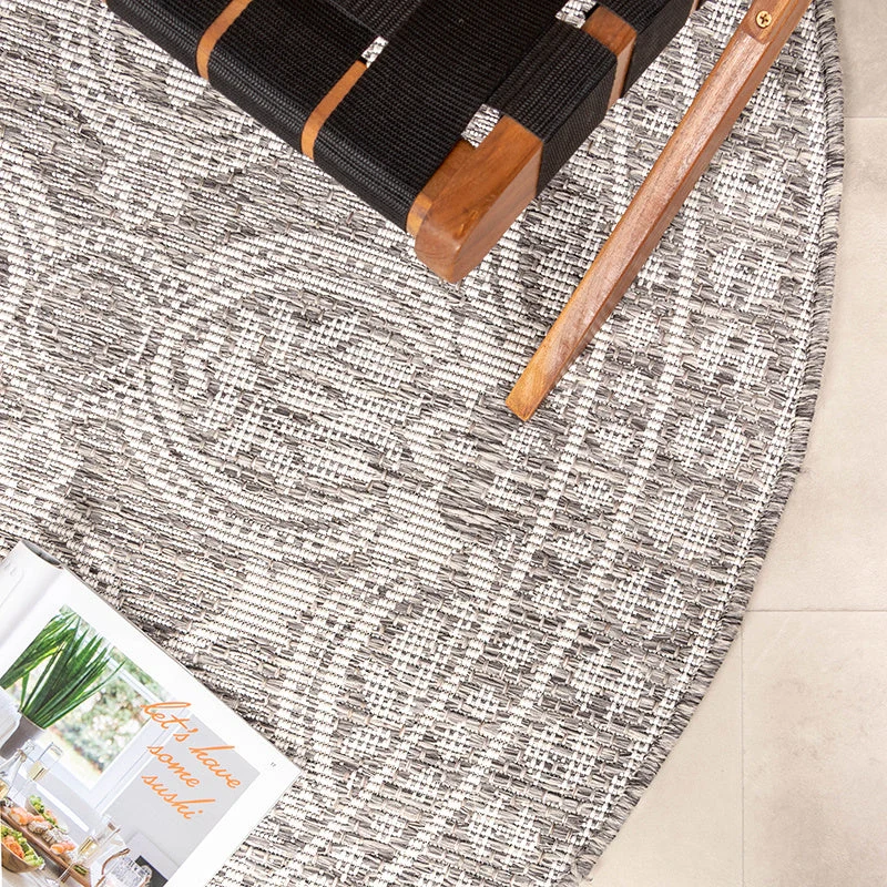 In- & Outdoor Teppich Rund - Summer Oriental Hellgrau