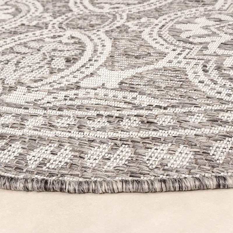 In- & Outdoor Teppich Rund - Summer Oriental Hellgrau