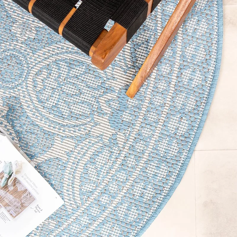 In- & Outdoor Teppich Rund - Summer Oriental Hellblau