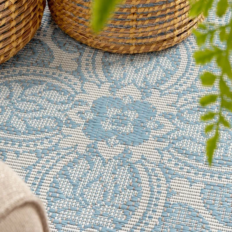 In- & Outdoor Teppich Rund - Summer Oriental Hellblau