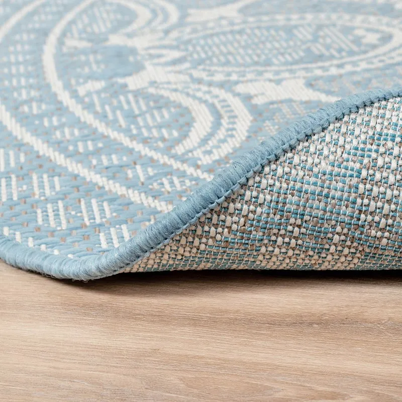 In- & Outdoor Teppich Rund - Summer Oriental Hellblau