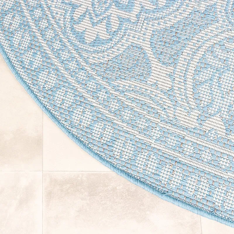 In- & Outdoor Teppich Rund - Summer Oriental Hellblau