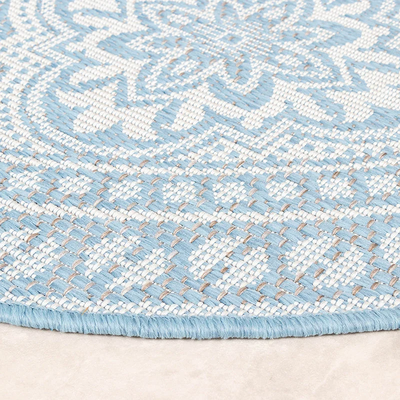In- & Outdoor Teppich Rund - Summer Oriental Hellblau
