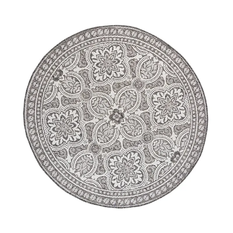 In- & Outdoor Teppich Rund - Summer Oriental Grau