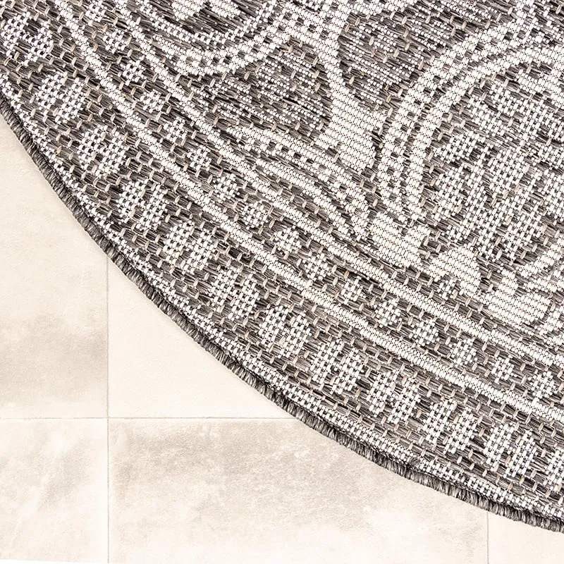 In- & Outdoor Teppich Rund - Summer Oriental Grau