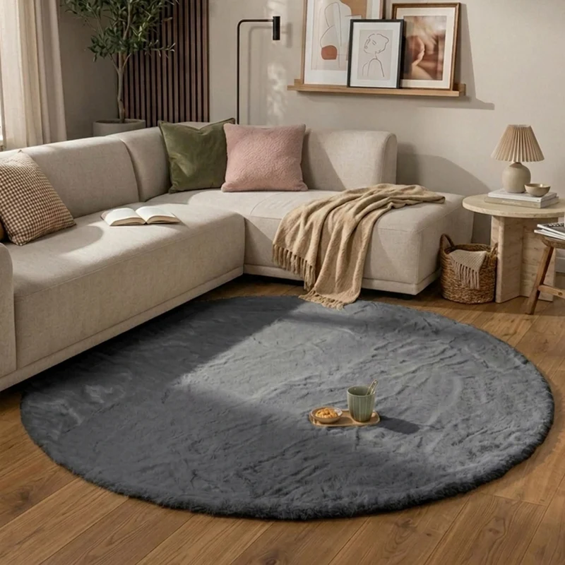 Hochflor Teppich Rund - Comfy Supreme Anthrazit
