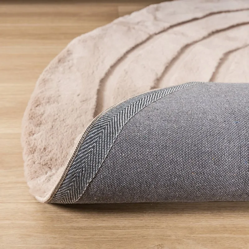 Hochflor Teppich Rund - Carvy Curves Taupe