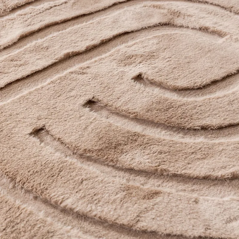 Hochflor Teppich Rund - Carvy Curves Taupe