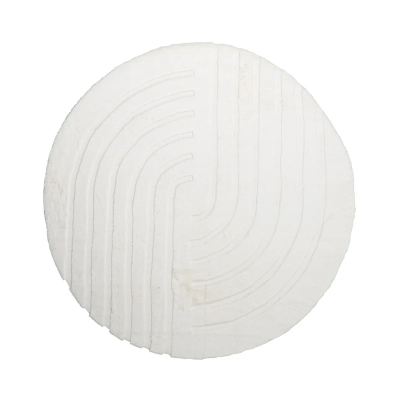 Hochflor Teppich Rund - Carvy Curves Creme