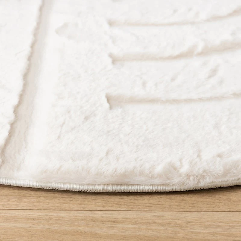 Hochflor Teppich Rund - Carvy Curves Creme