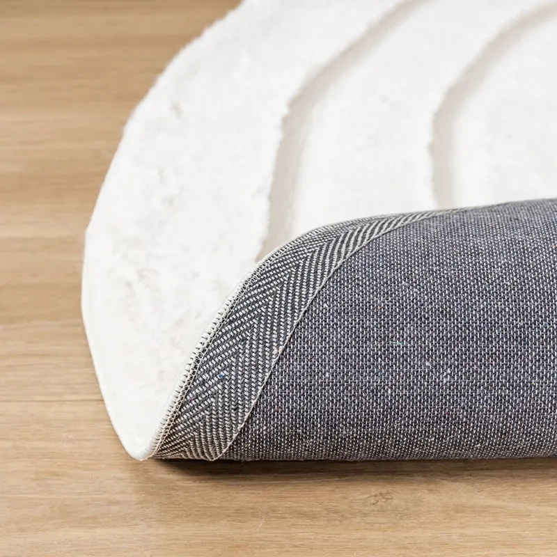 Hochflor Teppich Rund - Carvy Curves Creme