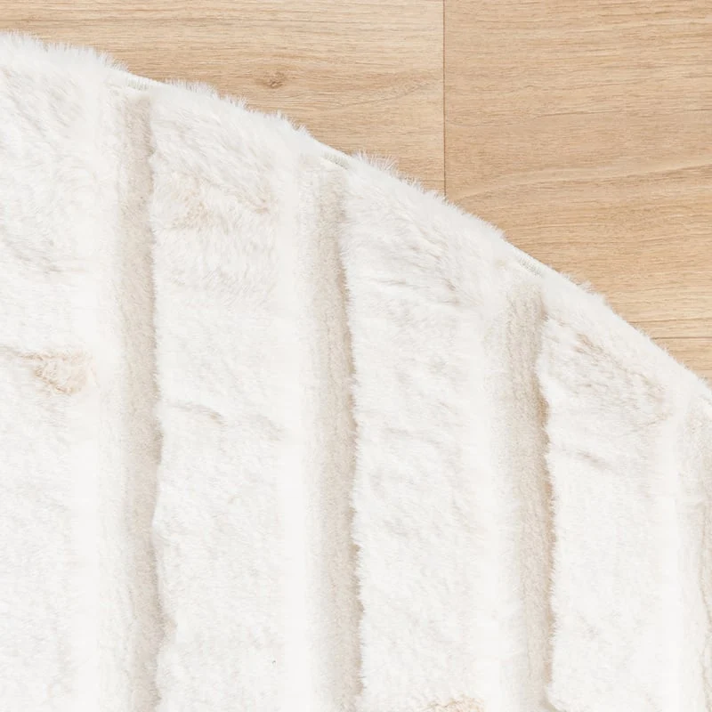 Hochflor Teppich Rund - Carvy Curves Creme