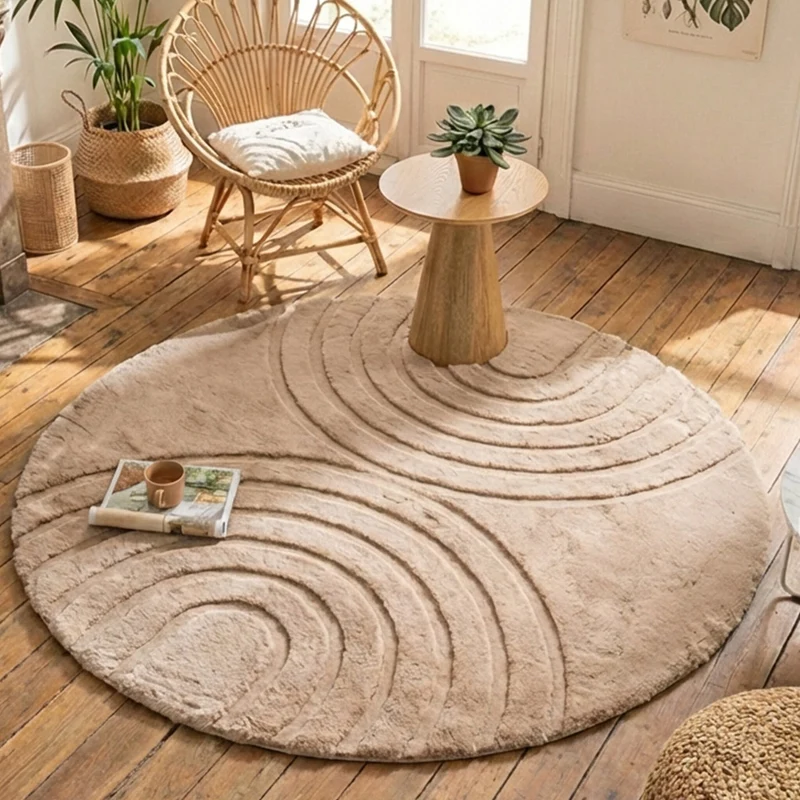 Hochflor Teppich Rund - Carvy Arches Taupe