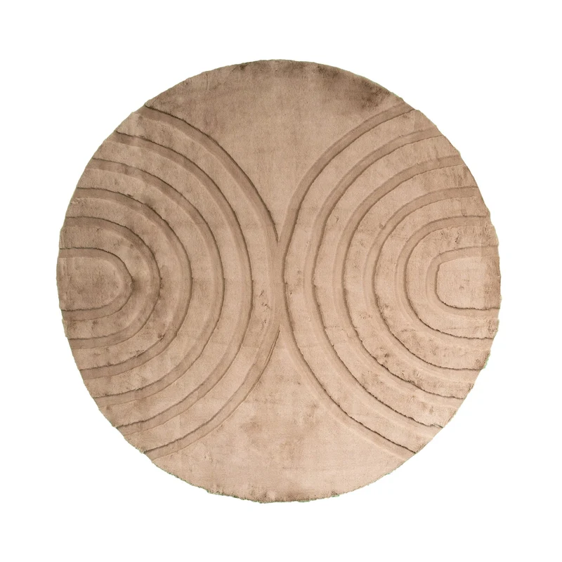 Hochflor Teppich Rund - Carvy Arches Taupe