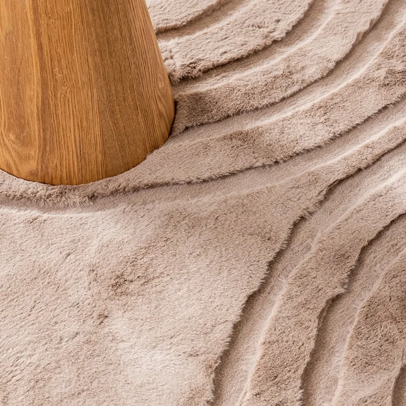 Hochflor Teppich Rund - Carvy Arches Taupe
