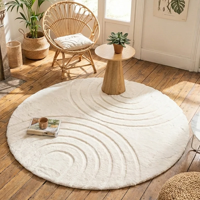 Hochflor Teppich Rund - Carvy Arches Creme