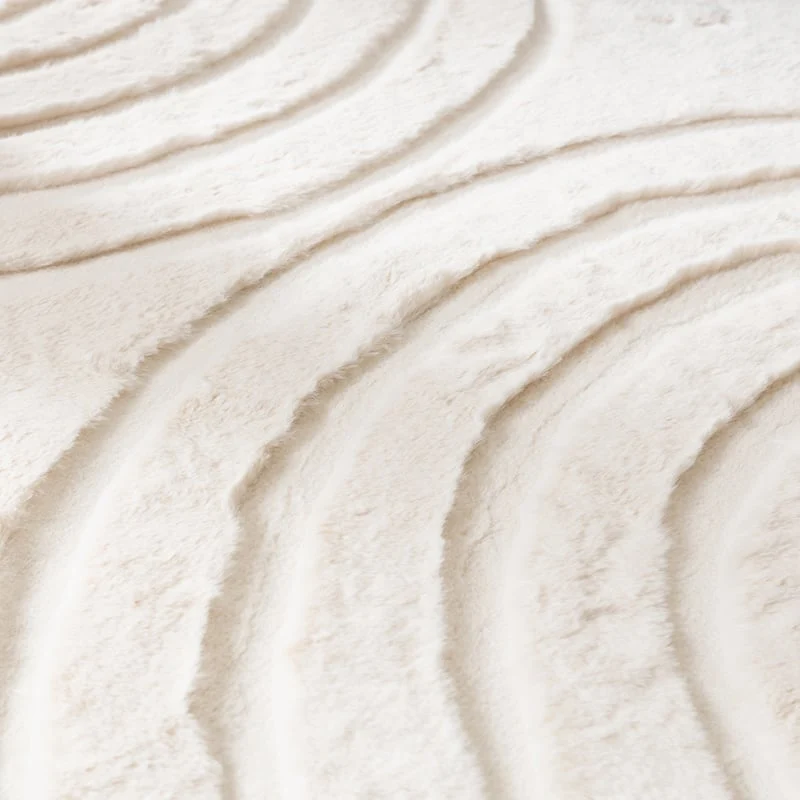 Hochflor Teppich Rund - Carvy Arches Creme