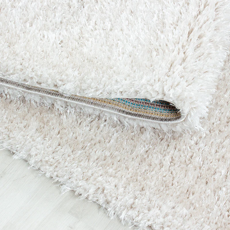 Hochflor Teppich Rund - Blushy Creme Weiß