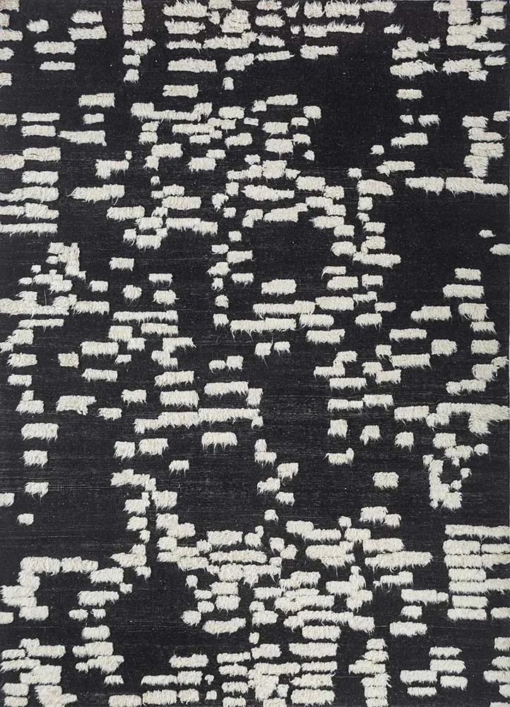 Wollteppich - 240 x 300 cm - schwarz-weiß