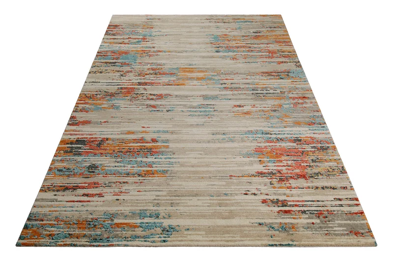 Vintage Teppich Bunt gestreift aus Neuseelandwolle